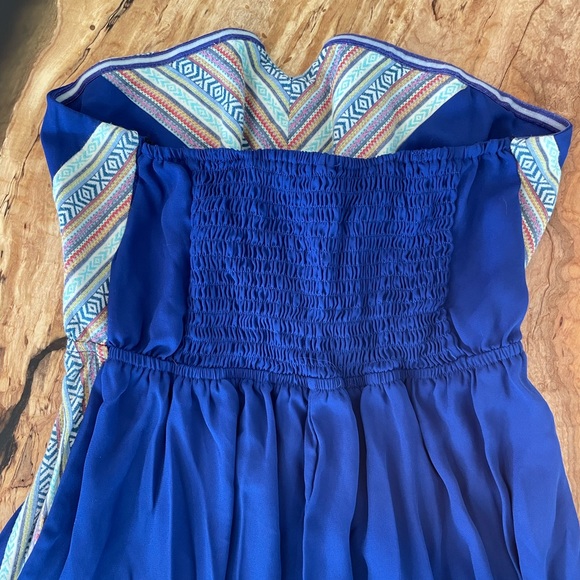 3 FOR $15!!! Bright Blue Strapless Bohemian Dress - Picture 3 of 5